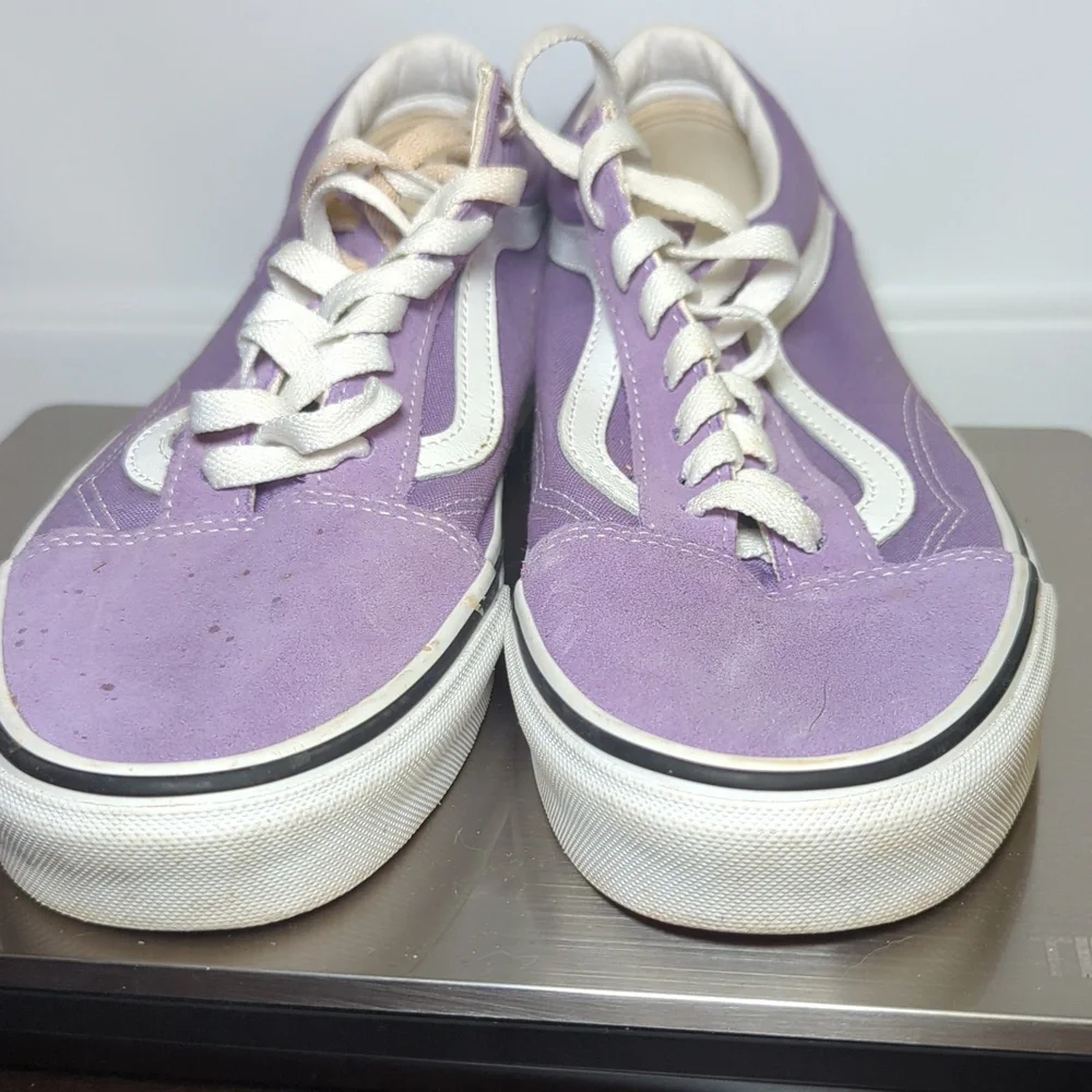 Vans Old Skool Low-Top Sneakers Purple + White Men's Size 9 Women's Size 10.5 - Picture 7 of 9